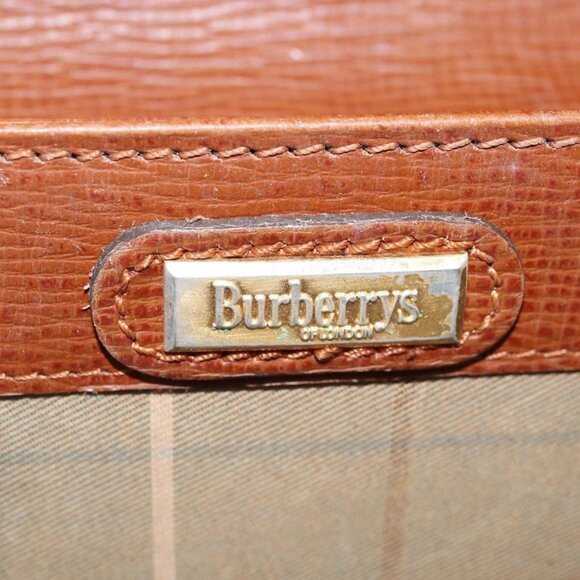 Burberrys Clutch Bag Leather Brown Auth - Picture 11 of 16